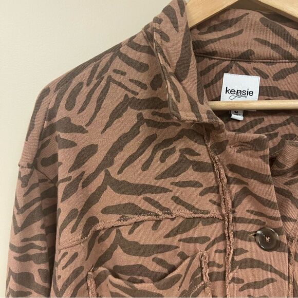 Kensie cute terry animal print sweatshirt jacket Sz M - Picture 3 of 6